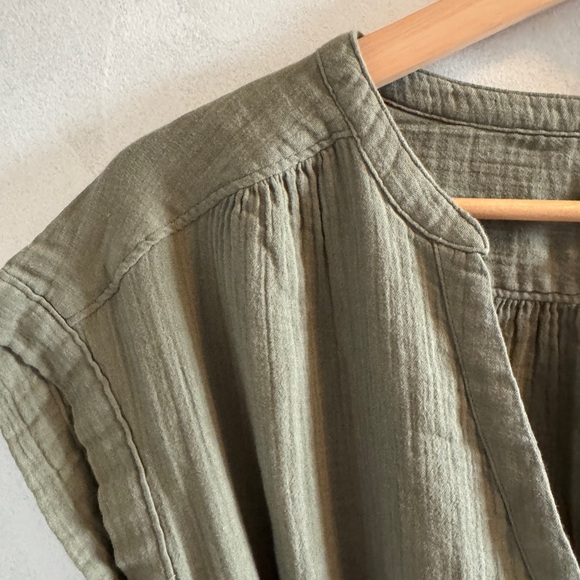 GAP - Sage Green Midi Gauze Dress with Tie Waist - Picture 2 of 6